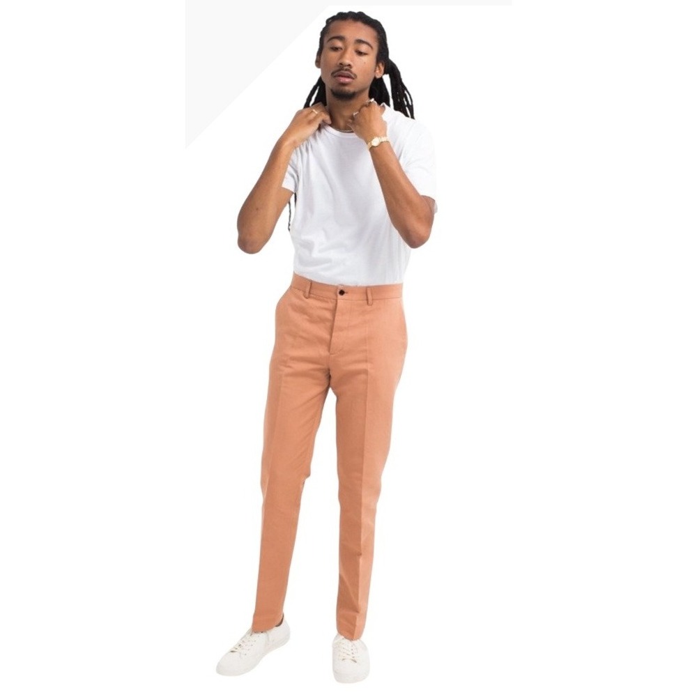 Massimo Piombo Pants Men 32 Orange Peach Cotton Button Fly Trousers Italy Luxury